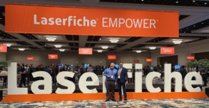 Empower 2025 Mike Brooks, Sr. Systems Admin. at the City of Acworth celebrating their 2025 Laserfiche Run Smarter win.